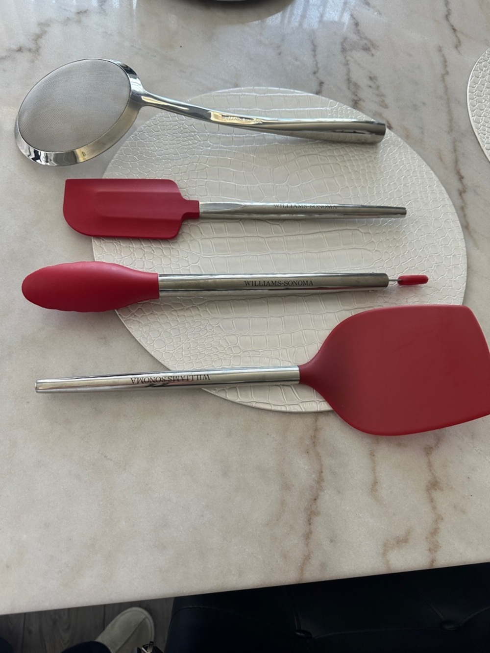 Williams Sonoma Red Silicone and Stainless Steel Utensil Set 4 pc.